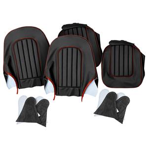 Buy Seat Cover set - front - Black/Red - leather Online