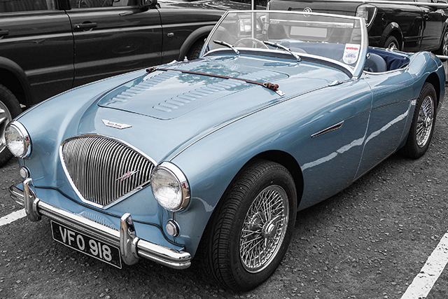 Austin Healey 100 BN2 parked at A H Spares.