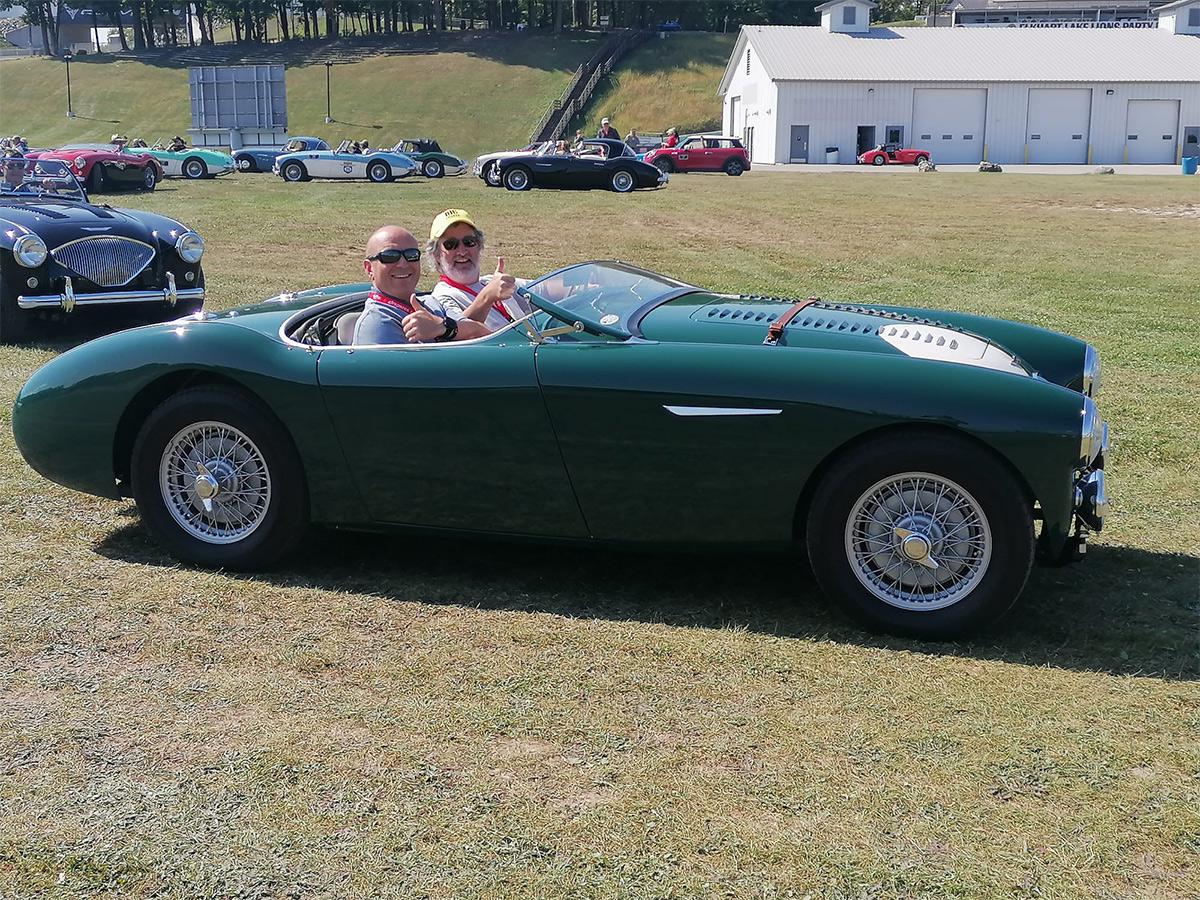 Jon with Mike Swanger in his Austin Healey 100