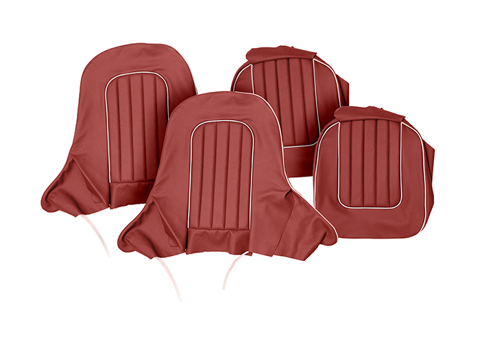 Austin Healey 100 front seat cover set | Red with white piping